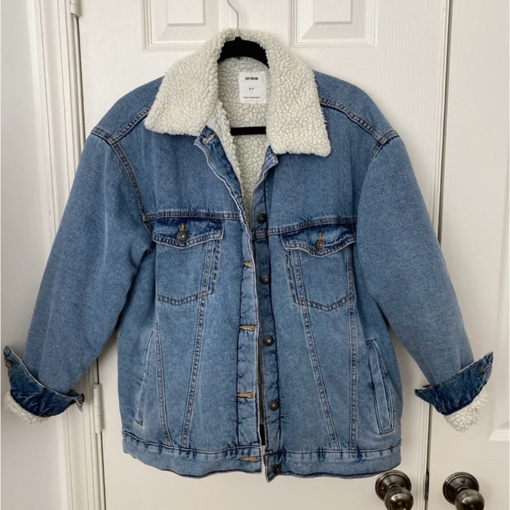 Cotton On Denim Jacket with White Sherpa Lining